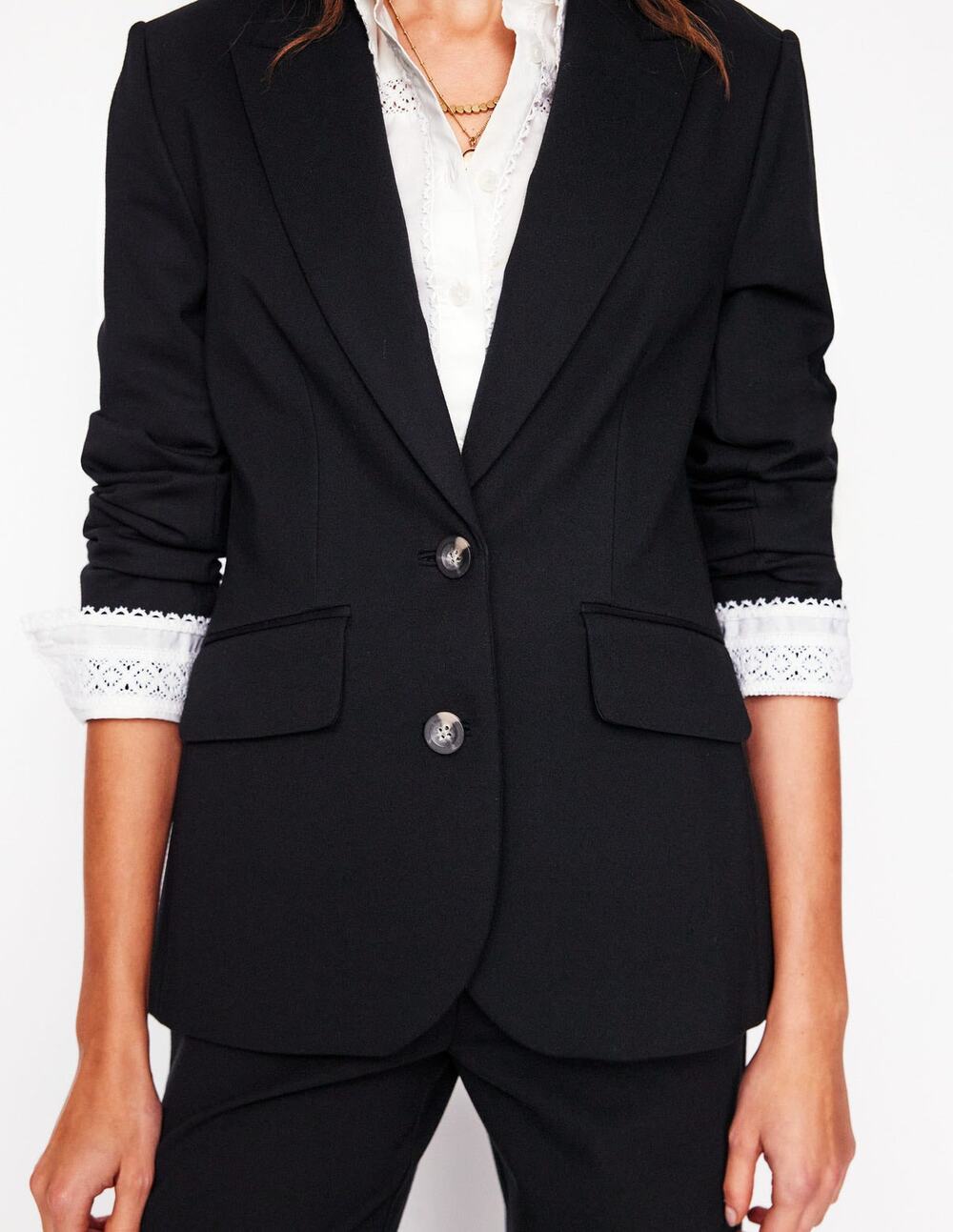 Boden Marylebone Ponte Blazer Women’s Black 2 Button Career Jacket - 12P - Picture 1 of 10